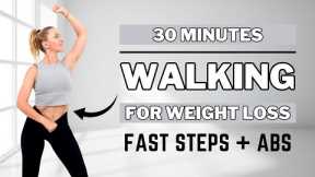 🔥30 Min TURBO WALKING for WEIGHT LOSS🔥Abs & Core Workout🔥ALL STANDING🔥NO JUMPING🔥KNEE FRIENDLY🔥