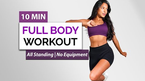 10 Min FULL BODY WORKOUT 🔥 Weight Loss, All Standing, No Equipment | No Jumping, Small-Space