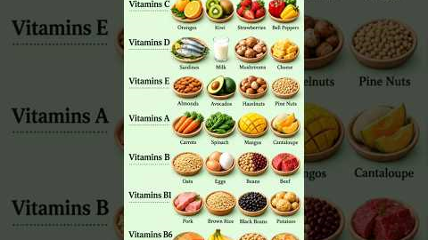 Vitamin Rich Foods | 7 Essential Vitamins & Best Food Sources #youtubeshorts