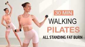 30 Min WALKING PILATES To Lose Weight &amp; Tone Your Body🔥 optional: Small Weights, No Jumping